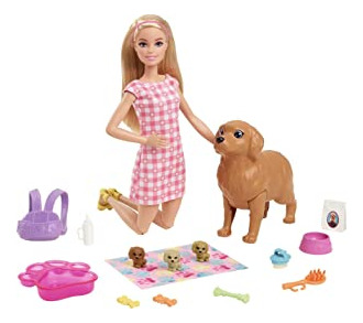 Muñeca Barbie Y Accesorios Juego De Cachorros Recién Nacido