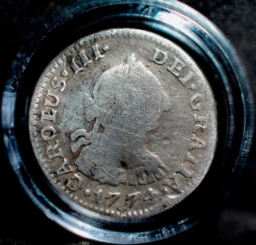 Moneda 1/2 Medio Real Plata Original Carlos Ill 1774 F M