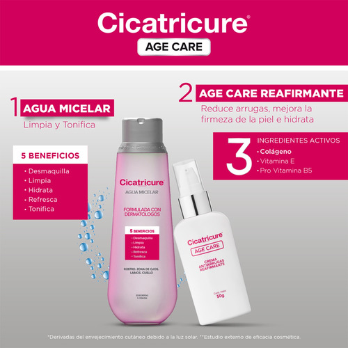 Imagen 10 de 11 de Pack Cicatricure Age Care Reafirmante + Agua Micelar 200ml