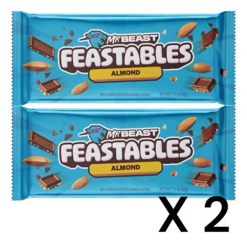 comprar Feastables X 2  Mr. Beast Barra De Chocolate Almendras  60g