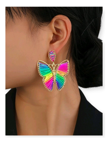 Shein Aretes Mariposa Arcoiris 