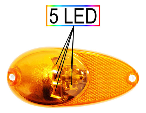 Lanterna Lateral Ônibus Bolha 5 Led Bivolt Com Conector