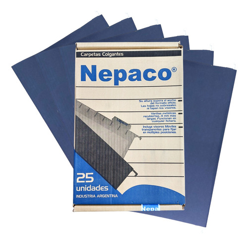 Carpeta Colgante De Color Azul Nepaco Pack X25 Und 