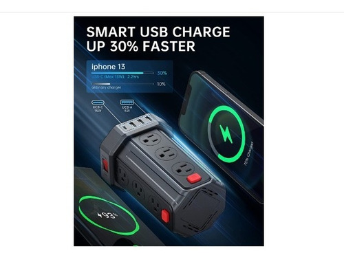 Regleta Alimentación Protectora 3m 4 Puertos Usb 12 Salidas