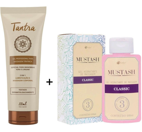  Kit Gel De Massagem Corporal Tantra E Gel Mustash Classic