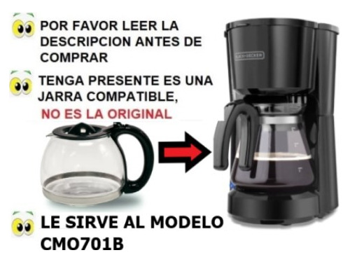 Jarra  Repuesto Cafetera Black And Decker 5 Tazas Cm0701b
