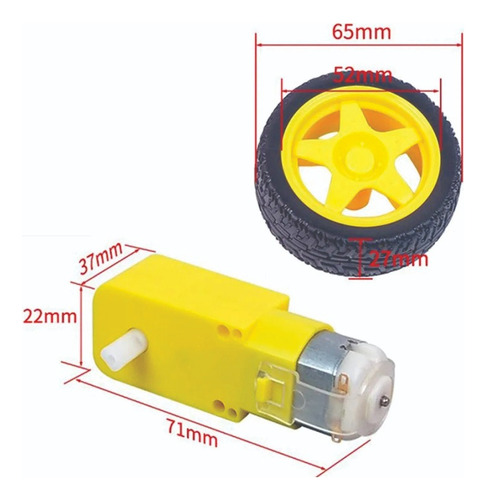 Motor Dc 3-6v Caixa De Redução Eixo Duplo Robótic Arduino Nf