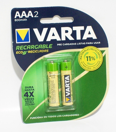 Pilas Recargables Varta Aaa 800mah 1.2v X 2u Ni-mh Ecologic 