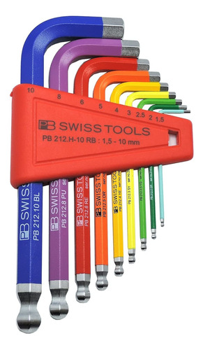 Pb Swiss Tools Pb 212h-10 Rb Ballend Hex Set Arco Iris