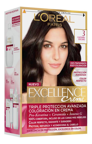 Tinta Loreal Excellence Creme Cataño Oscuro 3