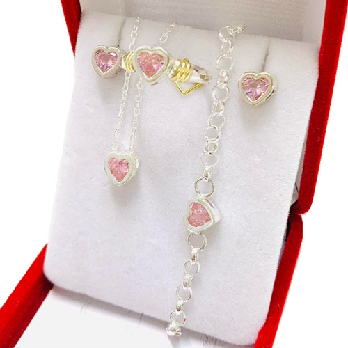 Conjunto Corazon Susanita Plata 925 Ideal Regalo Mamá Novia