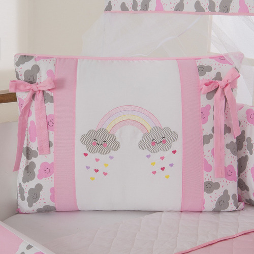 Jogo De Berço Kids Infantil Menina Chuva De Amor Rosa 11pçs