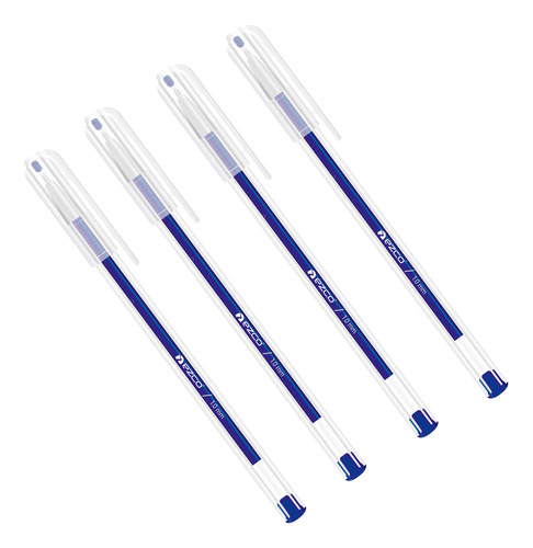 Set X 4 Lapiceras Boligrafos Ezco Color Azul Trazo 1mm