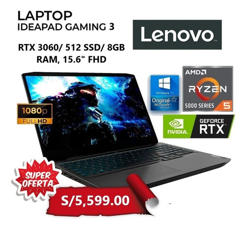 Lenovo Ideapad Gaming 3 Rtx 3060, 512ssd, Ryzen 5 5600h