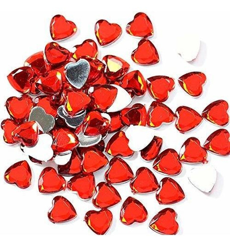 200 Piezas De Gemas De Corazón De Acrílico Rojo Decor...