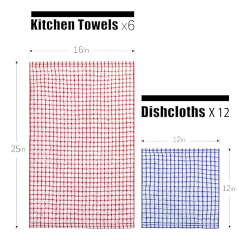 Pack De 12 Paños Cocina Algodon Grueso Sin Fleco 85g 60*40cm