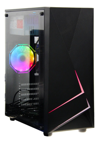 Case Atx Gamer Rgb Negro + Fuente De Poder 400w + Fan Cooler