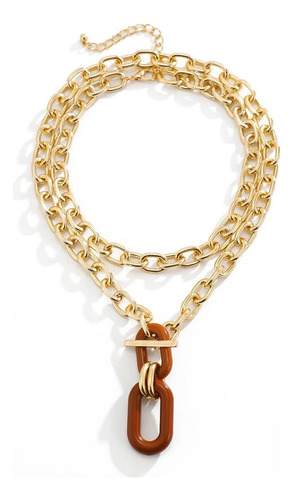 Cjiayujew Collares En Capas De Oro Colgante De Hebilla Retro