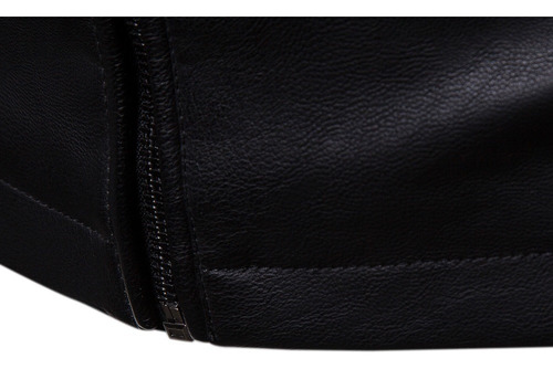 Chamarra Informal De Cuero Pu Con Cuello Alto For Hombre