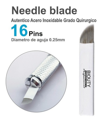 Navajas Biouty 16 Pin Microblading 20pzs Envio Gratis