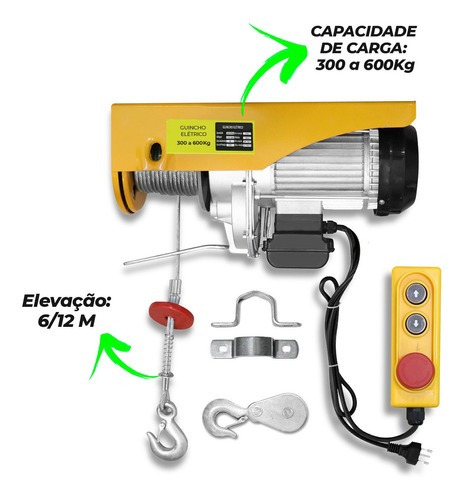 Guincho Elétrico De Coluna 300/600kg 110v Para Uso Continuo