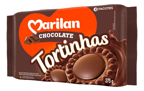 Biscoito Recheio Chocolate Marilan Tortinhas Pacote 375g