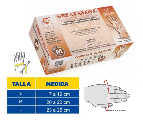 Imagen 2 de 5 de Guantes Nitrilo X100 Unidades Negros