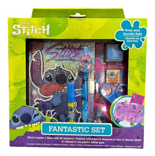 Stitch Diario Secreto C/candado Con Accesorios Y Sellos