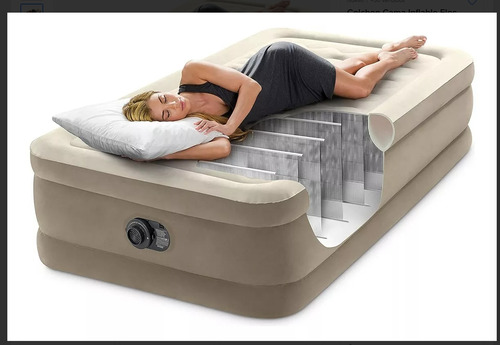 Colchon Cama Inflable Electrico 1 Plaza Inflador Recargable