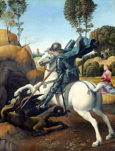 Lienzo Bastidor San Jorge Y El Dragón Arte Sacro Rafael 1506