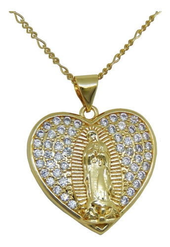 Medalla Virgen De Guadalupe 2.2 Cm Corazón Chapa De Oro