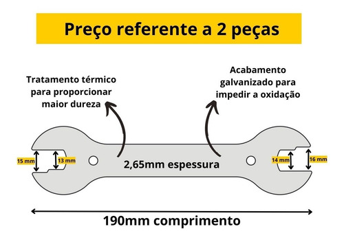Imagem 2 de 3 de Chave De Cone Do Eixo Do Cubo De Roda 13-15 14-16 2 Pcs Bike