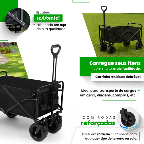 Carrinho De Carga Dobravel Multiuso Praia Camping Feira