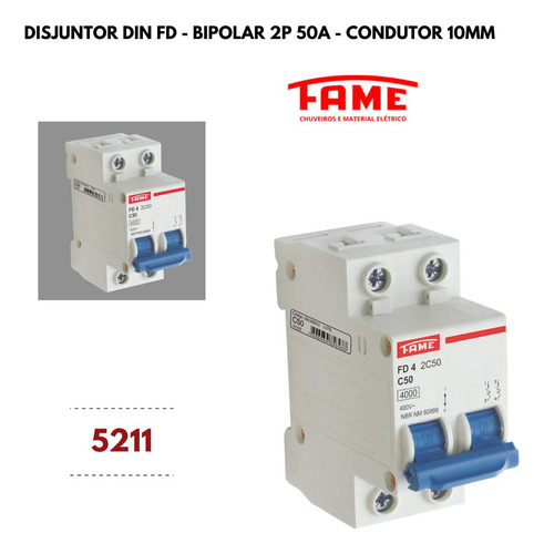 Disjuntor Bipolar 2p 50 A Fame