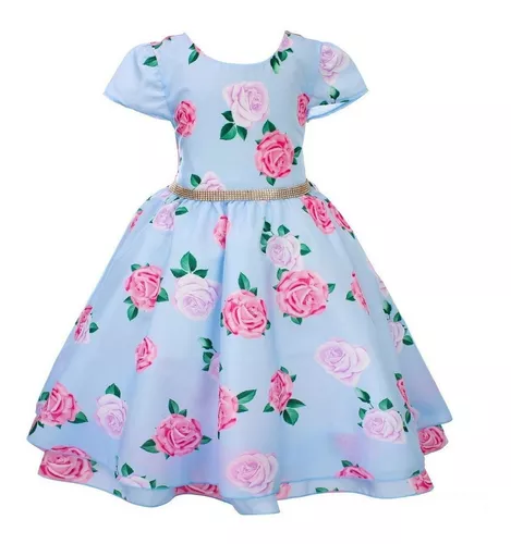 Vestido Azul Festa Infantil Daminha Luxo Tema Cinderela E Tiara em Promoção  na Americanas