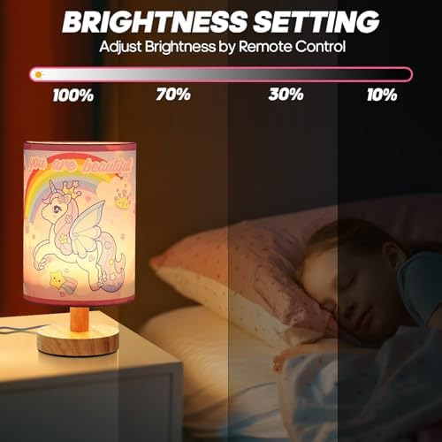 Lámpara De Mesita De Noche De Unicornio, 3 Colores Regulable