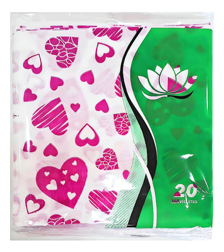 Servilletas De Corazones Fucsia Marca Naptres X 20 Unidades