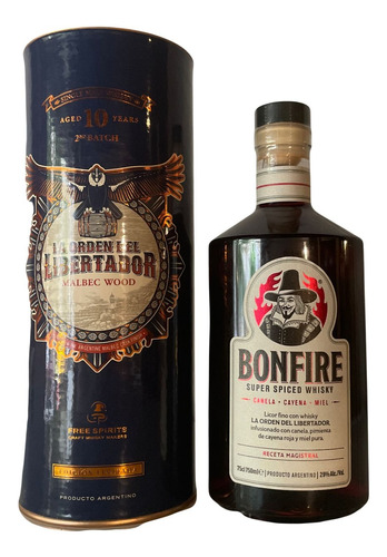 Combo Whisky Od Libertador 1  Botella 10 Años 1 Bot Bonfire