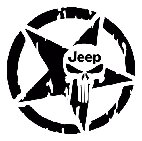 Imagen 2 de 5 de Calcomanía Jeep Estrellas Calavera Punisher En Vinil Lpk