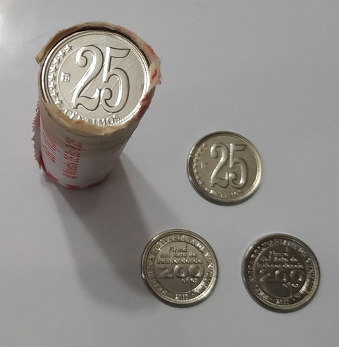 Moneda Bs.0,25 Centimos Firma Acta Independencia 200 Años
