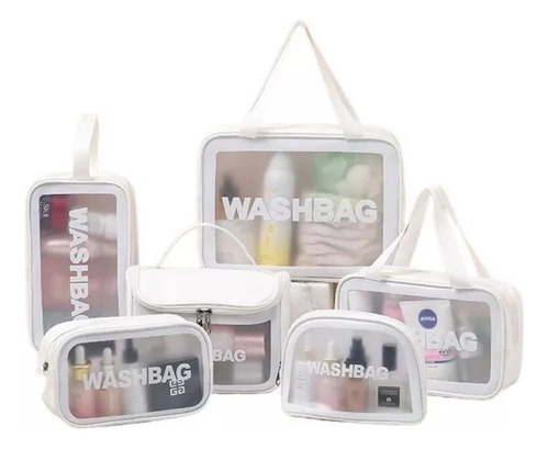 Hermosas Bolsas De Cosméticos, Juego De Seis, Transparentes