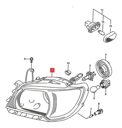 Optica Der.  Suzuki Alto K10 2009-14