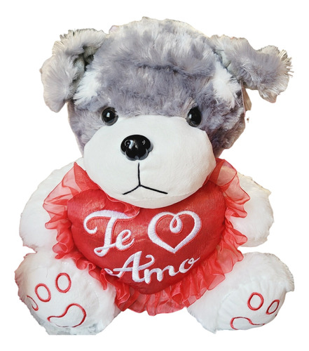 Perro De Peluche Con Corazón Te Amo Enamorados Hermoso 30cm