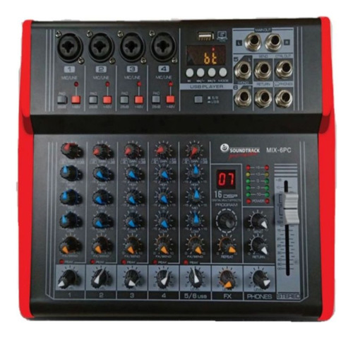 Mezcladora Amplificada Soundtrack Mix-6pc 6 Canales/150w X2