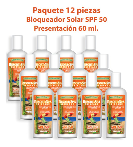 Mayoreo 12 Piezas Bloqueador Solar Spf 50 60 Ml Biodegradabl