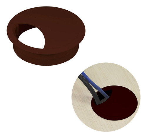Passa Fio 59 Mm Marrom Para Mesas E Bancadas 5 Un - Bigfer