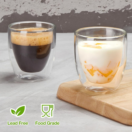 Juego De 4 Tazas De Espresso De Doble Pared (50% Mas Grue...