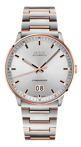 Reloj Mido Commander Big Date Bicolor Color de la correa Plateado Color del fondo Plateado