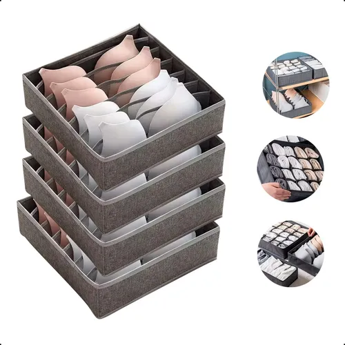 comprar Kit 4 Colmeia Organizadora Gaveta Camiseta Sutiã Cueca Roupa Cor Cinza