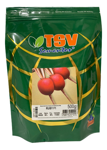 Sementes De Rabanete Ruby Hibrido Tsv 500gr